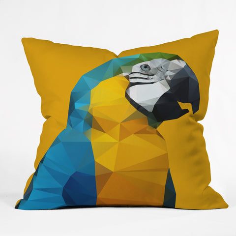 Three Of The Possessed Parrot Tropical Yellow Outdoor Throw Pillow