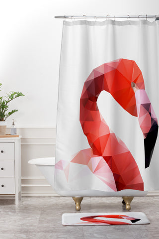 Three Of The Possessed Pink Flamingo Shower Curtain And Mat