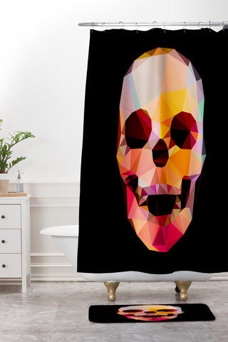 Three Of The Possessed Skull Sunrise Shower Curtain And Mat