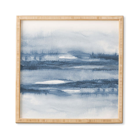 TMSbyNight Indigo Clouds Blue Abstract Framed Wall Art