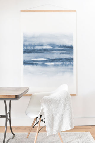 TMSbyNight Indigo Clouds Blue Abstract Art Print And Hanger