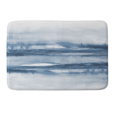TMSbyNight Indigo Clouds Blue Abstract Memory Foam Bath Mat