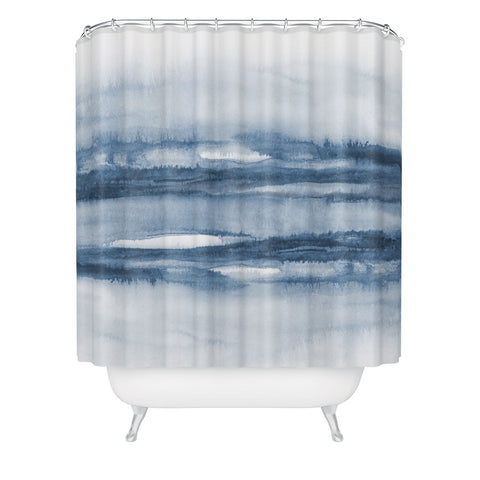 TMSbyNight Indigo Clouds Blue Abstract Shower Curtain
