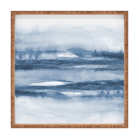 TMSbyNight Indigo Clouds Blue Abstract Square Tray