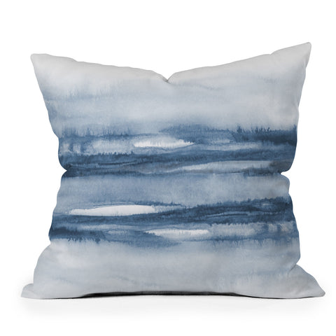TMSbyNight Indigo Clouds Blue Abstract Throw Pillow