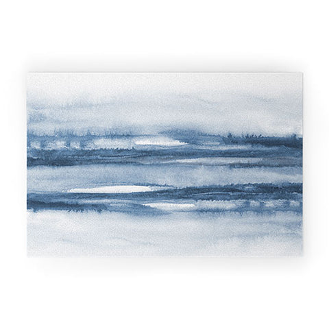 TMSbyNight Indigo Clouds Blue Abstract Welcome Mat