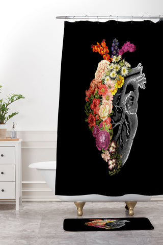 Tobe Fonseca Flower Heart Spring Shower Curtain And Mat
