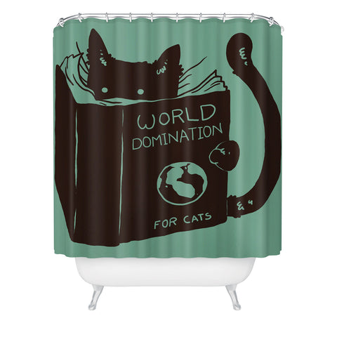 Tobe Fonseca World Domination for Cats Green Shower Curtain