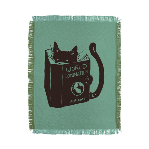 Tobe Fonseca World Domination for Cats Green Throw Blanket