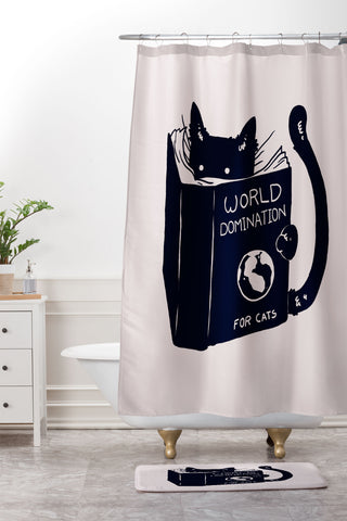 Tobe Fonseca World Domination For Cats Shower Curtain And Mat
