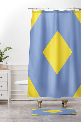 Triangle Footprint cc1 Shower Curtain And Mat