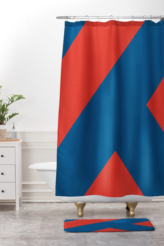 Triangle Footprint cc2 Shower Curtain And Mat