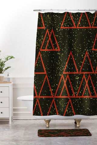 Triangle Footprint Cosmos4 Shower Curtain And Mat