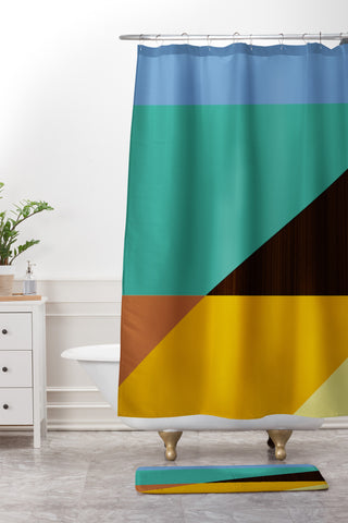 Triangle Footprint Tridiv1 Mega2 Shower Curtain And Mat