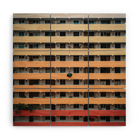 Tristan Zhou Gradient Building Wood Wall Mural