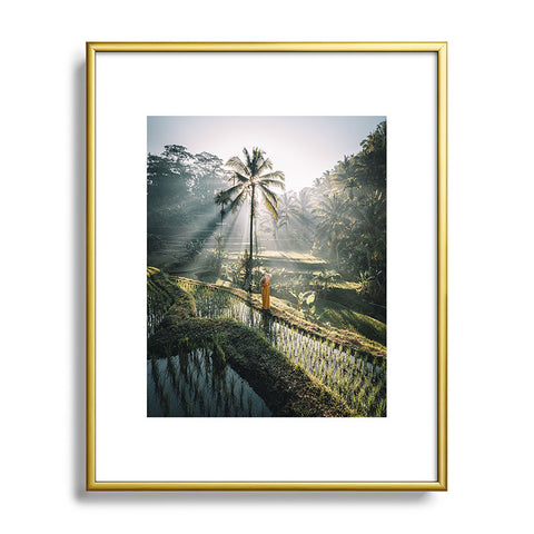 Tristan Zhou Rice Terrance Sunrise Metal Framed Art Print