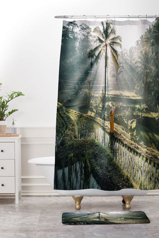 Tristan Zhou Rice Terrance Sunrise Shower Curtain And Mat