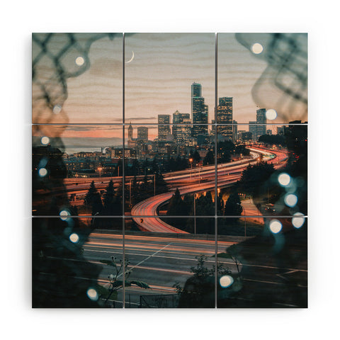 Tristan Zhou Seattle Cityscape Wood Wall Mural