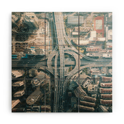 Tristan Zhou Shanghai Intersection Wood Wall Mural