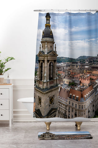 TristanVision Budapests Bell Tower Shower Curtain And Mat