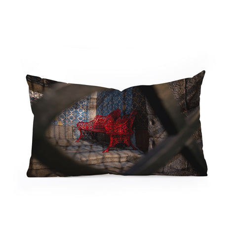 TristanVision Hidden Benches in Portugal Oblong Throw Pillow