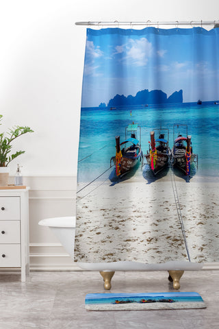 TristanVision Island Hopping on Longtails Shower Curtain And Mat