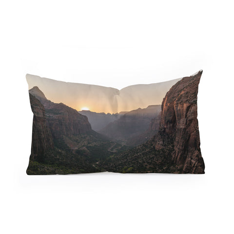 TristanVision Sunkissed Canyon Zion National Park Oblong Throw Pillow