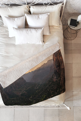 TristanVision Sunkissed Canyon Zion National Park Fleece Throw Blanket