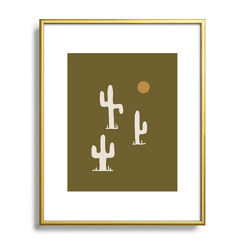 Urban Wild Studio saguaro silent disco olive Metal Framed Art Print