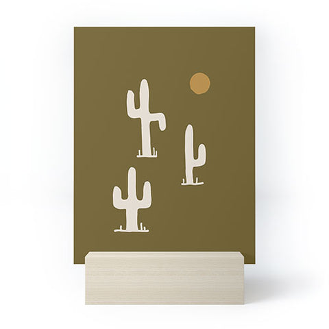 Urban Wild Studio saguaro silent disco olive Mini Art Print