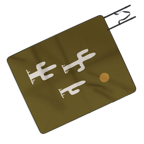 Urban Wild Studio saguaro silent disco olive Outdoor Blanket