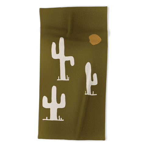 Urban Wild Studio saguaro silent disco olive Beach Towel