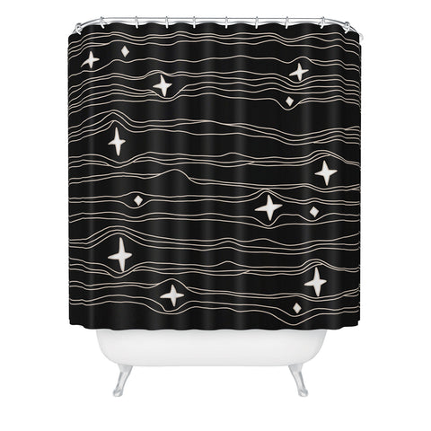 Urban Wild Studio star fabric dark palette Shower Curtain