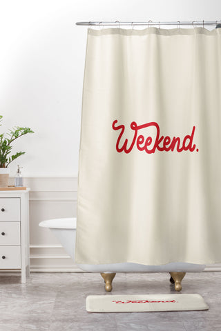 Urban Wild Studio weekend in red Shower Curtain And Mat