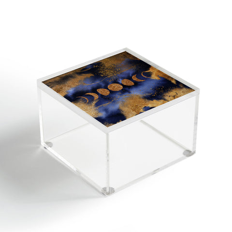 UtArt Blue And Gold Moon Marble Space Landscape Acrylic Box