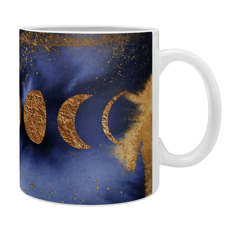 UtArt Blue And Gold Moon Marble Space Landscape Coffee Mug