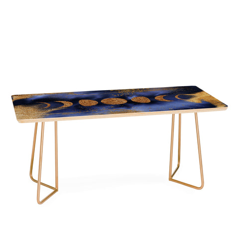 UtArt Blue And Gold Moon Marble Space Landscape Coffee Table