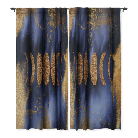 UtArt Blue And Gold Moon Marble Space Landscape Blackout Non Repeat