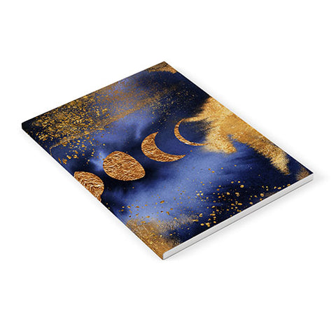 UtArt Blue And Gold Moon Marble Space Landscape Notebook