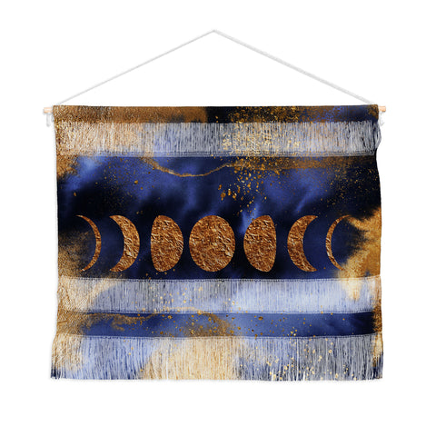 UtArt Blue And Gold Moon Marble Space Landscape Wall Hanging Landscape