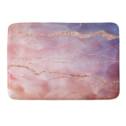 UtArt Blush and Purple Sky with Rose Memory Foam Bath Mat