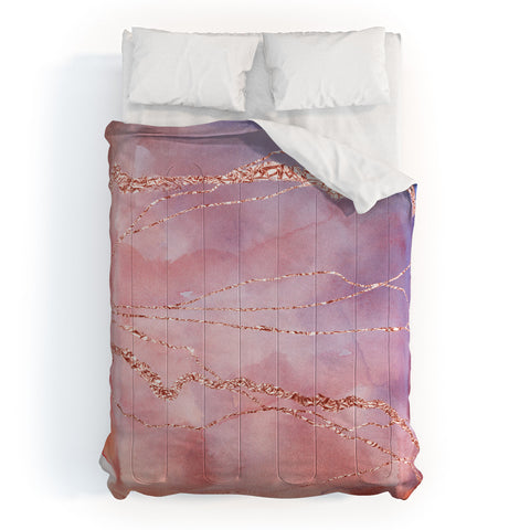 UtArt Blush and Purple Sky with Rose Comforter