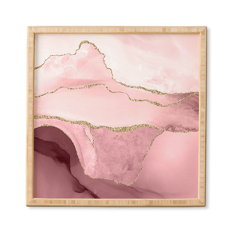 UtArt Blush Marble Art Landscape Framed Wall Art