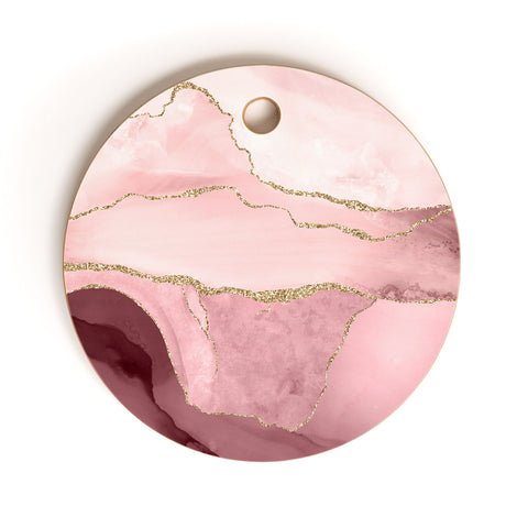 UtArt Blush Marble Art Landscape Cutting Board Round