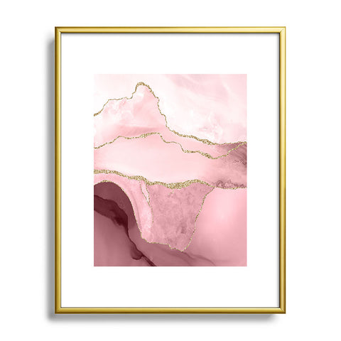 UtArt Blush Marble Art Landscape Metal Framed Art Print
