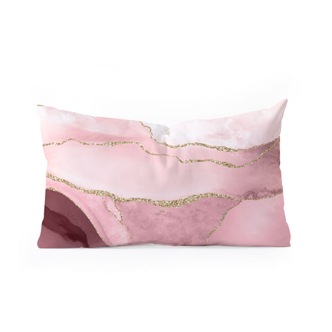 UtArt Blush Marble Art Landscape Oblong Throw Pillow