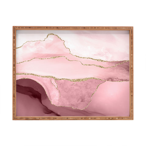 UtArt Blush Marble Art Landscape Rectangular Tray