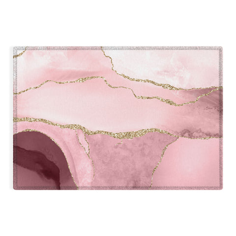 UtArt Blush Marble Art Landscape Outdoor Rug