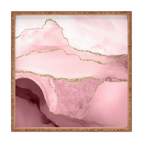 UtArt Blush Marble Art Landscape Square Tray