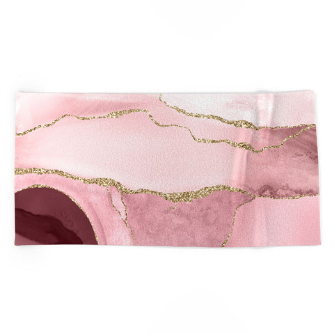 UtArt Blush Marble Art Landscape Beach Towel
